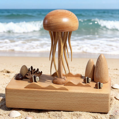 Handcrafted Wooden Jellyfish Music Box Decor Toy